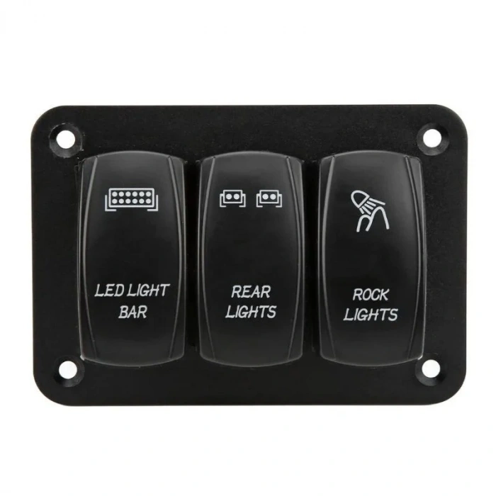3lü ON-OFF Işıklı Anahtar Switch Panel 12V-24V- Mavi