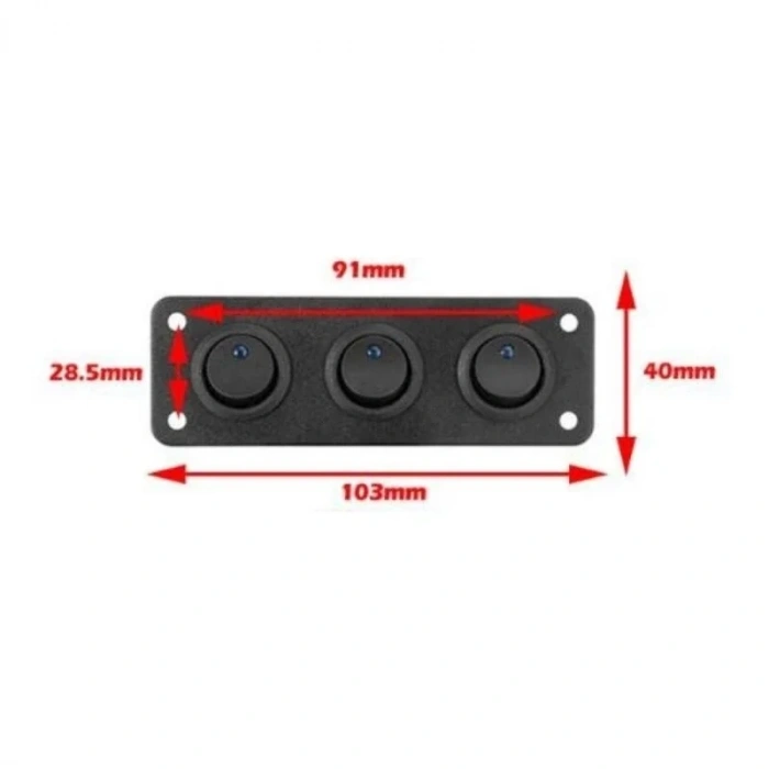3lü ON-OFF Mavi Nokta Işıklı Anahtar Switch Panel 12V-24V