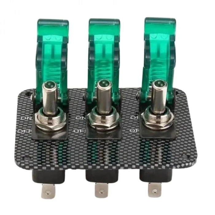 3lü ON-OFF Toggle Switch Panel - Yeşil