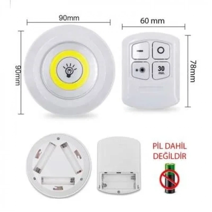 3lü Uzaktan Kumandalı Kablosuz LED Spot Lamba