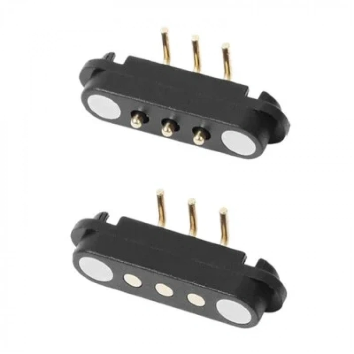 3-Pin 2.54mm 90C Pogo Pin Manyetik Konnektör Takımı
