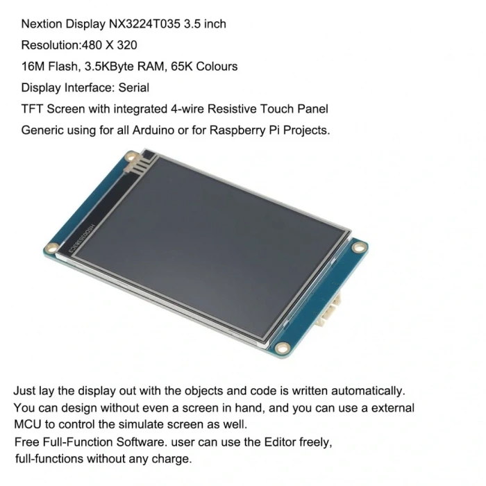 3.5 Inch Nextion 16MB Dahili Hafıza NX4832T035