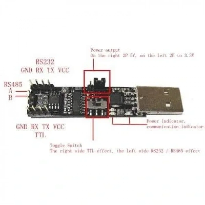 3in1 5V 3.3V USB - RS485 RS232 TTL Seri Port Dönüştürücü Modülü