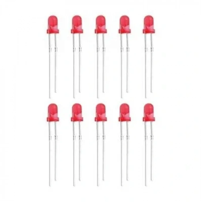 3mm Kırmızı Led Paketi - 10 Adet