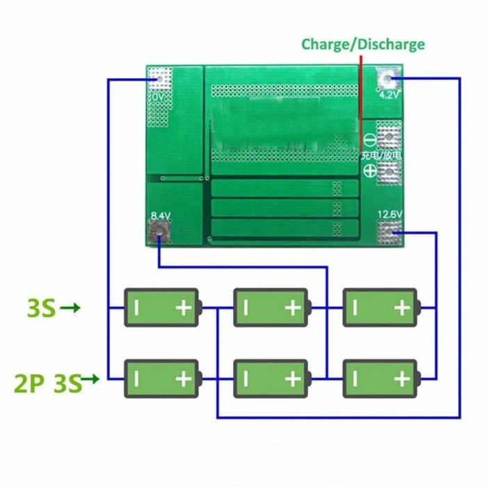 3S 40A BMS 12.6V 18650 Balanslı Pil Şarj Koruma Modülü