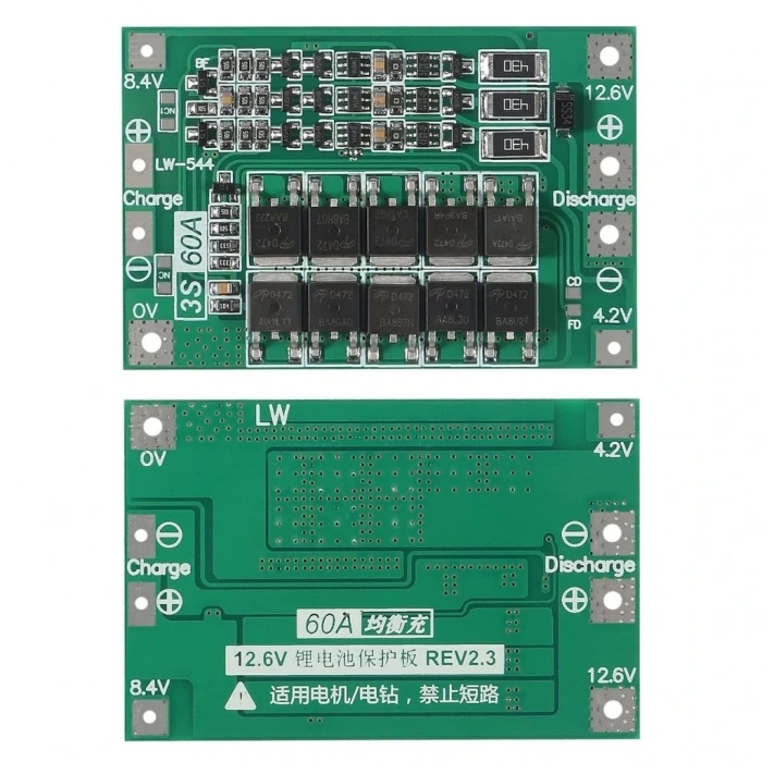 3S 60A BMS 12.6V 18650 Lityum Pil Şarj Koruma Devresi