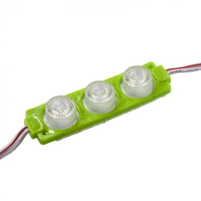 3W Mercekli Modül 3lü Led - Yeşil 12V