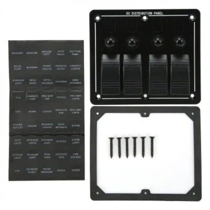 4lü ON-OFF Kırmızı Işıklı Anahtar Switch Panel - Aşırı Akım Korumalı