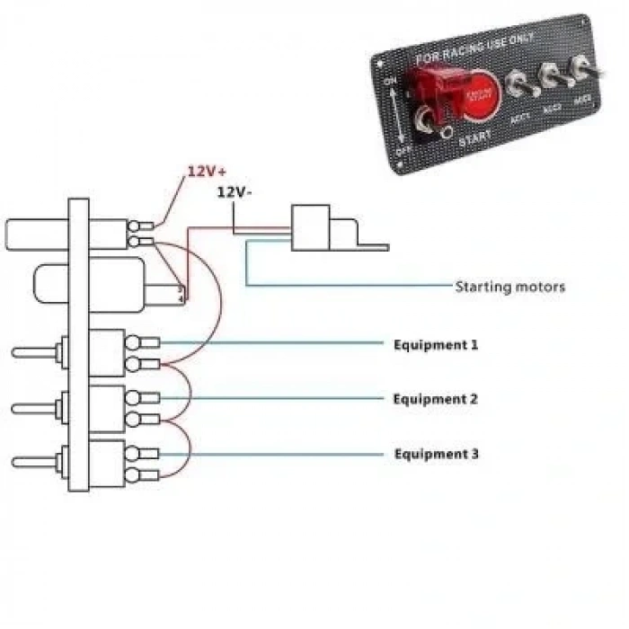 4lü ON-OFF Toggle Switch Panel - Motor Start Butonlu