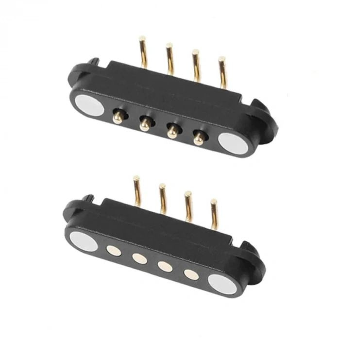 4-Pin 2.54mm 90C Pogo Pin Manyetik Konnektör Takımı