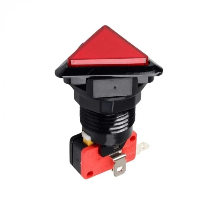 40mm 12V Üçgen Işıklı Oyun Makinesi Butonu - Kırmızı