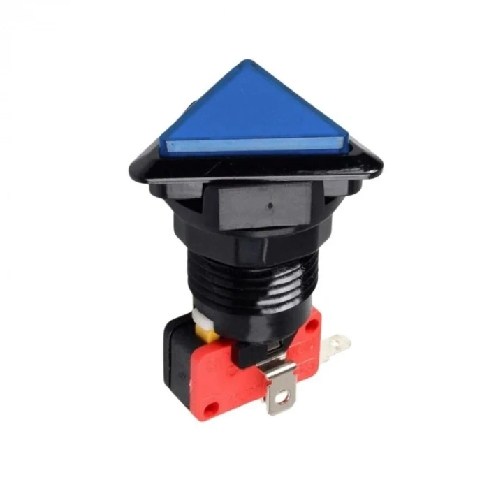 40mm 12V Üçgen Işıklı Oyun Makinesi Butonu - Mavi
