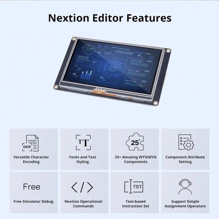 4.3 Inch Nextion 32 MB Dahili Hafıza NX4827K043