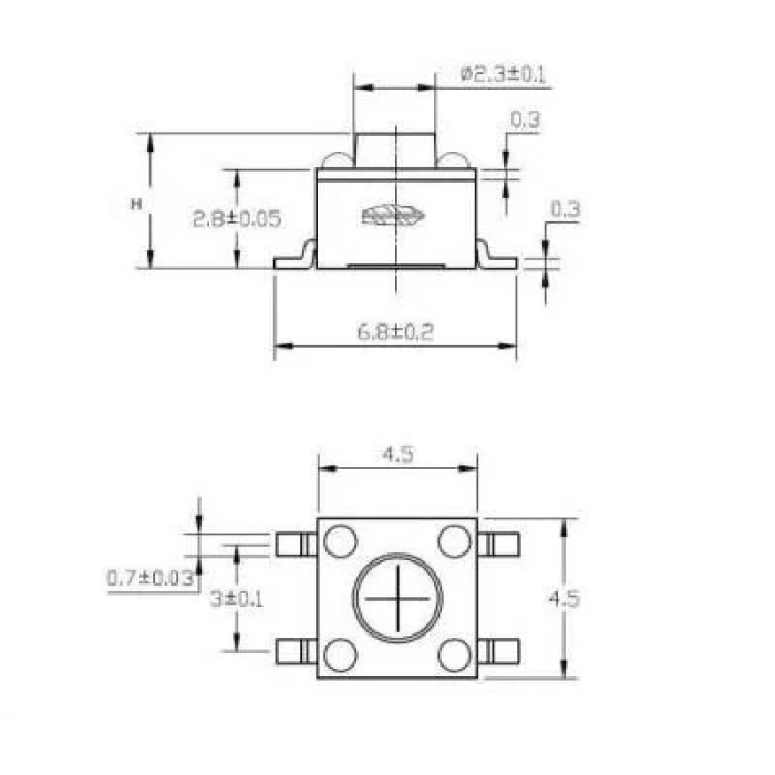 4.5x4.5x7mm SMD Tact Buton