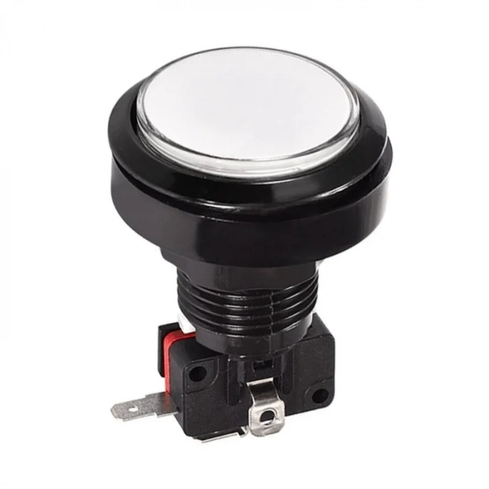46mm 12V Düz Işıklı Oyun Makinesi Butonu - Beyaz