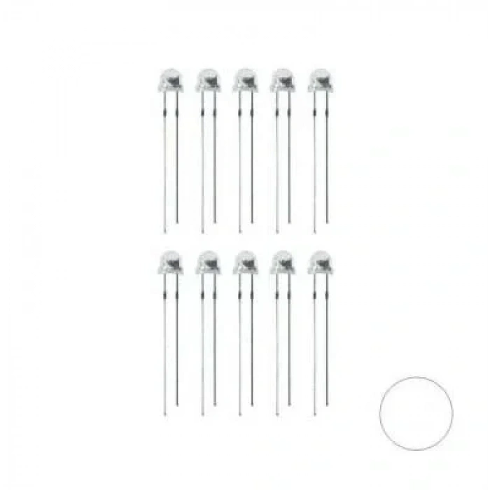 4.8mm Beyaz Mantar Led Paketi - 10 Adet