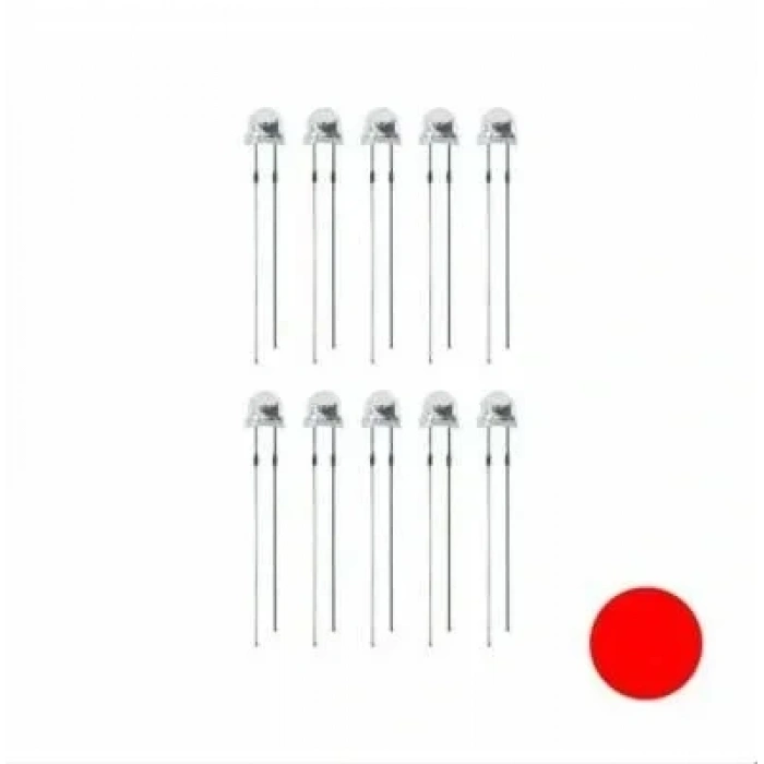 4.8mm Kırmızı Mantar Led Paketi - 10 Adet