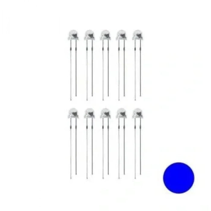 4.8mm Mavi Mantar Led Paketi - 10 Adet