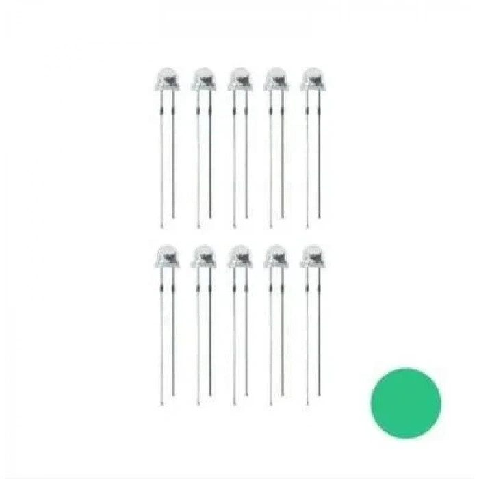 4.8mm Yeşil Mantar Led Paketi - 10 Adet