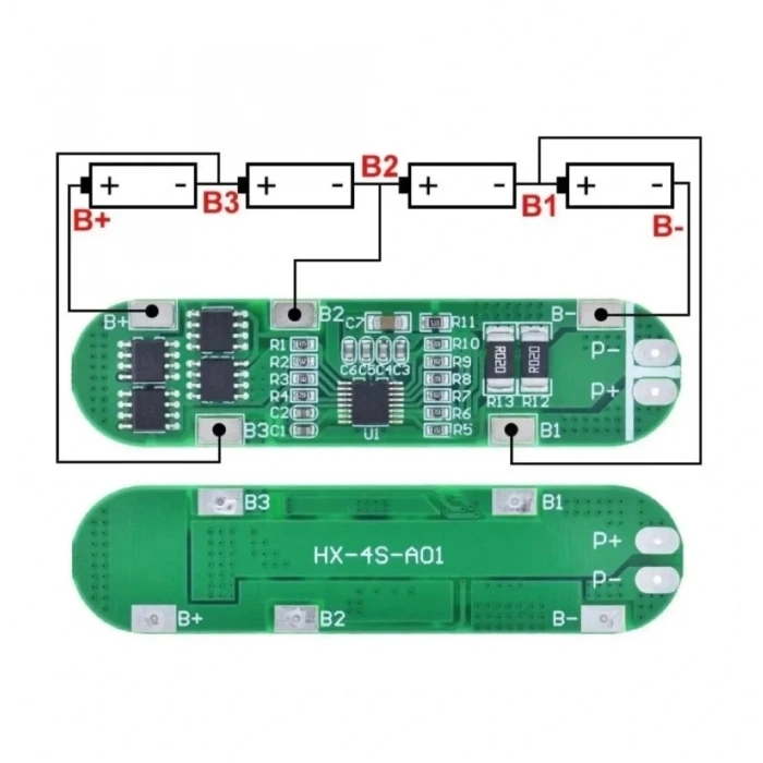 4S 12A BMS 14.8V 18650 Lityum Pil Şarj Koruma Devresi