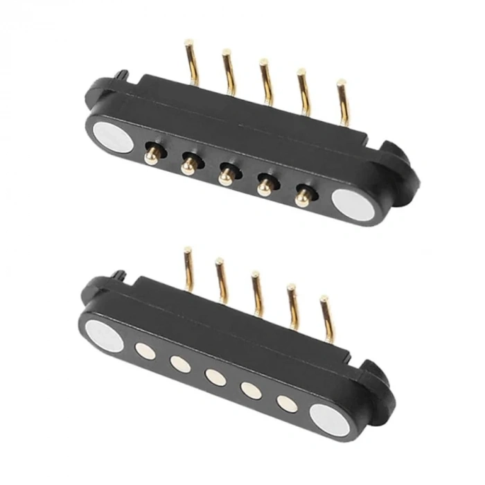 5-Pin 2.54mm 90C Pogo Pin Manyetik Konnektör Takımı