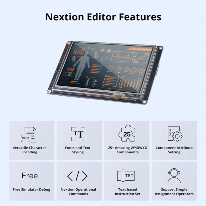 5.0 Inch Nextion 32 MB Dahili Hafıza NX8048K050
