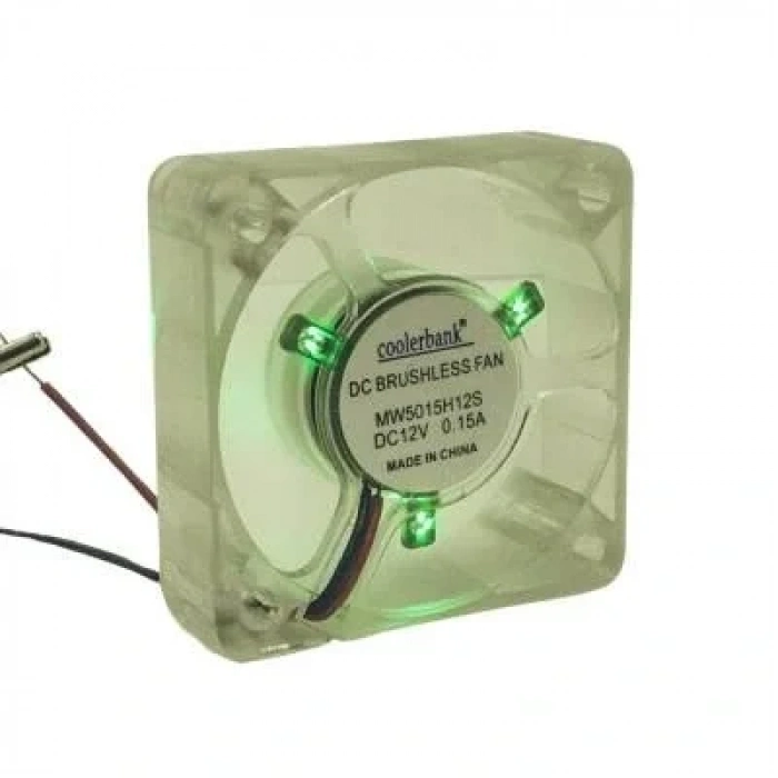 50x50x15mm 12V 0.15A Fan 2 Kablolu - Işıklı
