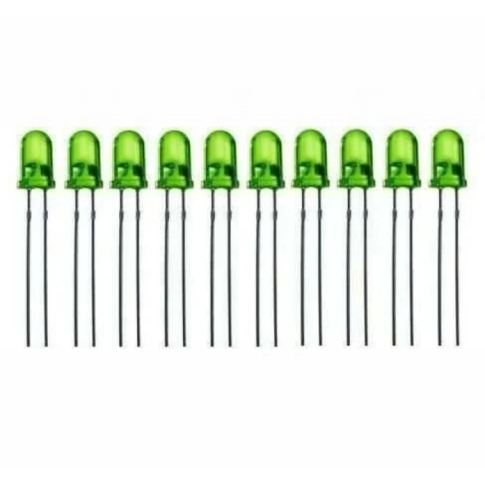 5mm 2V Yeşil Led Paketi - 10 Adet
