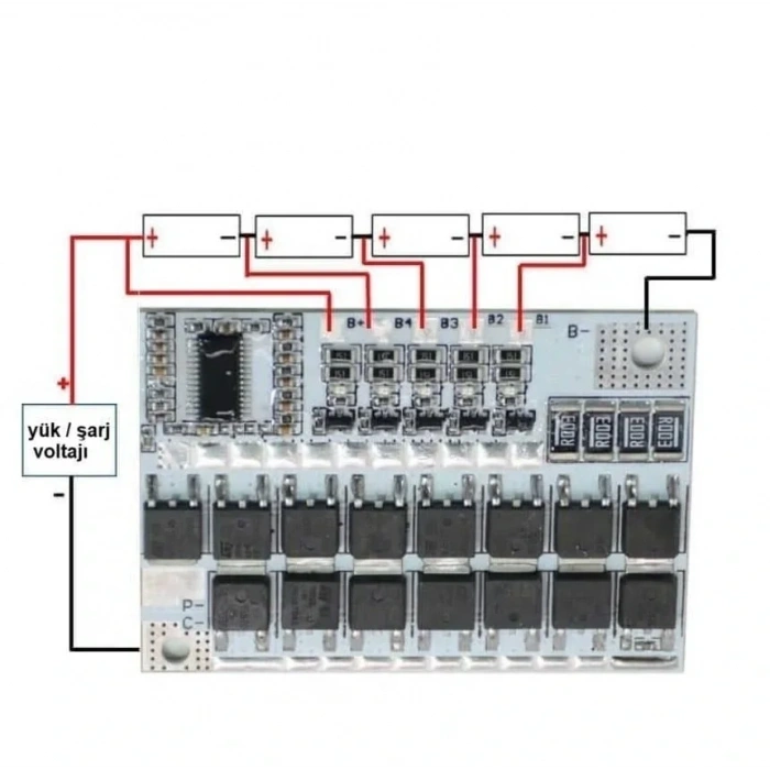 5S 100A LiFePO4 Balanslı BMS Beyaz PCB