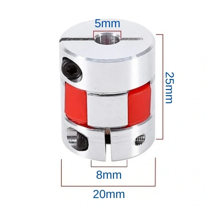 5x5mm Esnek Şaft Kaplini 3D Printer Yazıcı D20L25
