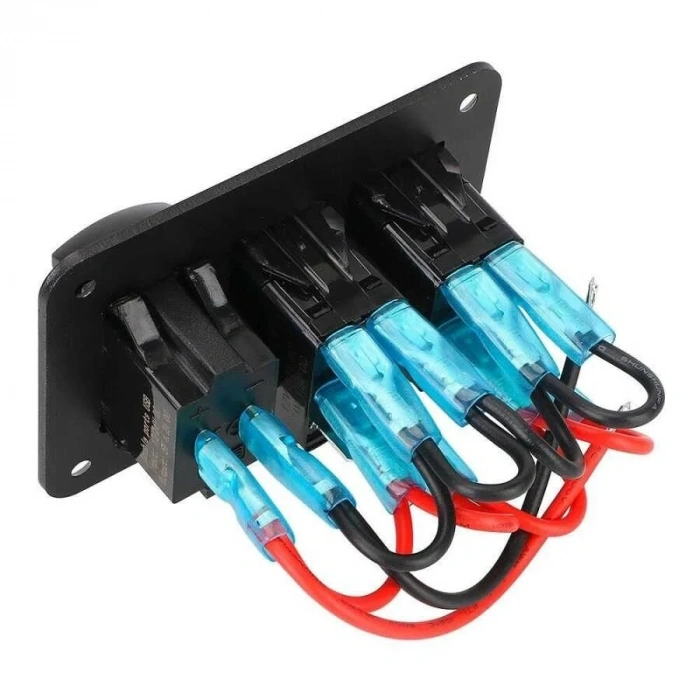 6lı ON-OFF Işıklı Anahtar Switch Panel 2x5V USB ve Voltaj Göstergeli