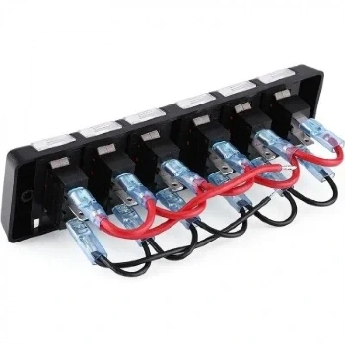 6lı ON-OFF Kırmızı Işıklı Anahtar Switch Panel 12V 16A