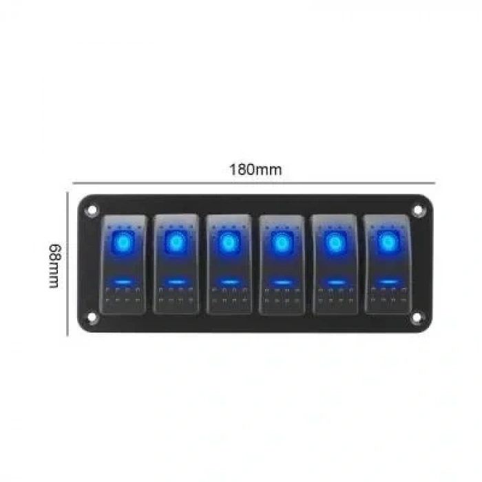 6lı ON-OFF Kırmızı Işıklı Anahtar Switch Panel 12V-24V