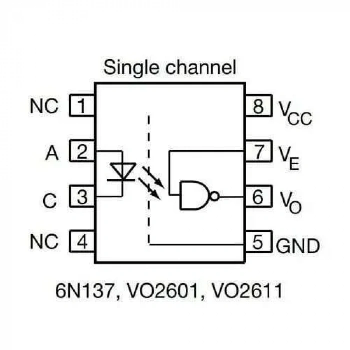 6N137 SOIC-8 Dijital Çıkışlı Optokuplör Entegresi