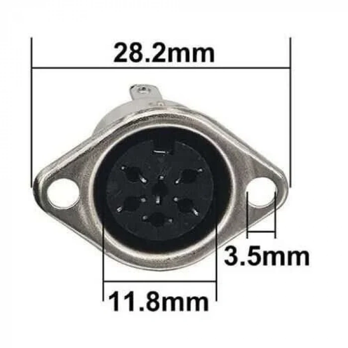 7 Pin Dişi DIN Konnektör - Flanşlı Panel Tipi