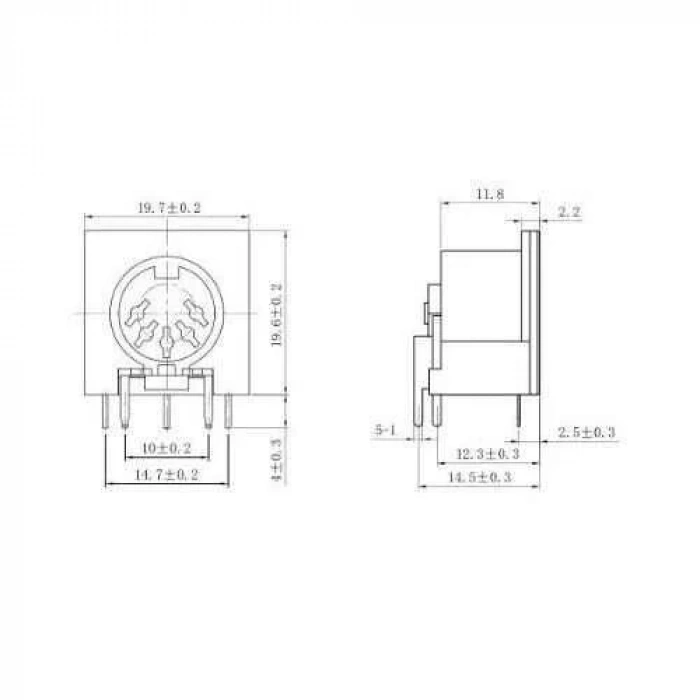 7 Pin Dişi DIN Konnektör - Panel Tipi