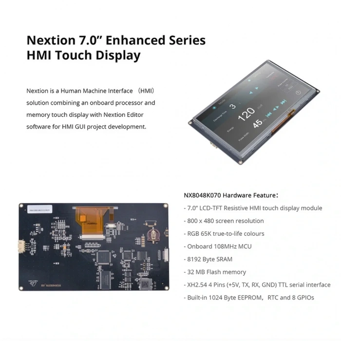 7.0 Inch Nextion 32MB Dahili Hafıza NX8048K070