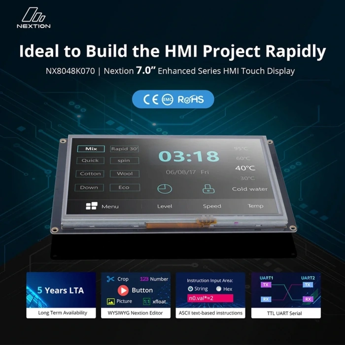 7.0 Inch Nextion 32MB Dahili Hafıza NX8048K070