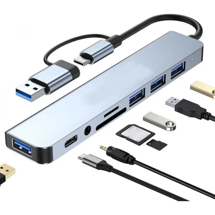 8 Girişli USB Hub Çoklayıcı Dönüştürücü PC Mac Laptop için