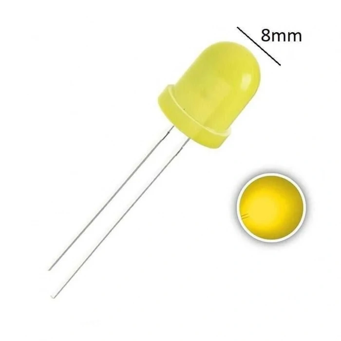 8mm Sarı Led - 10 Adet