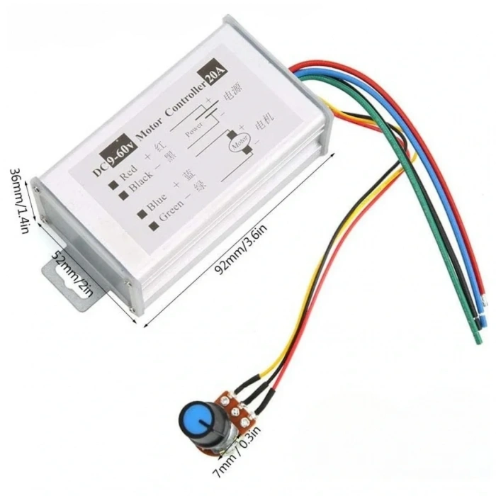 9-60V 20A PWM DC Motor Hız Kontrol Modülü