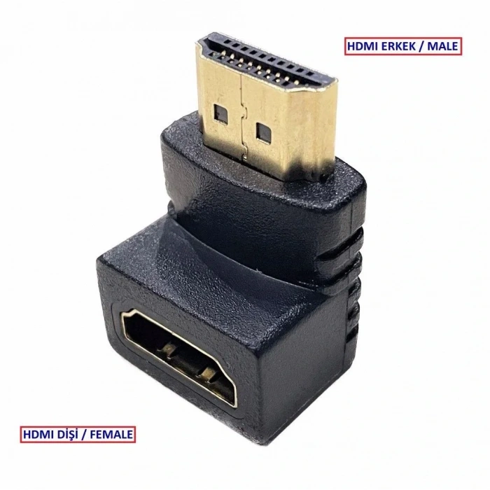 90° HDMI to HDMI Erkek-Dişi (M2F) Dönüştürücü Çevirici