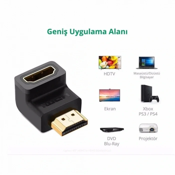 90° HDMI to HDMI Erkek-Dişi (M2F) Dönüştürücü Çevirici