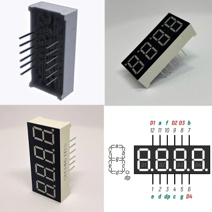 9.2mm 4lü 7 Segment Display Ekran Kırmızı Ortak Anot