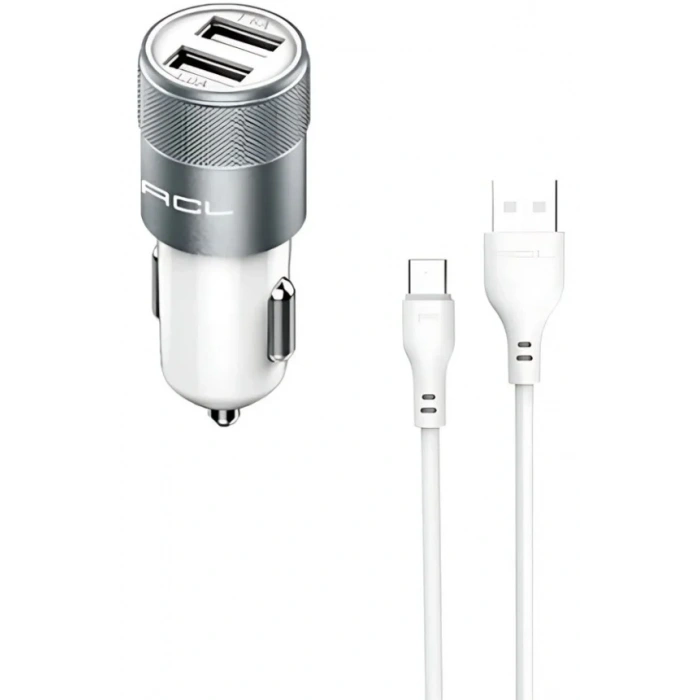 AC-06 2.1A 10 Watt 2xUSB 1mt Mikro Kablolu Araç Şarj Adaptörü