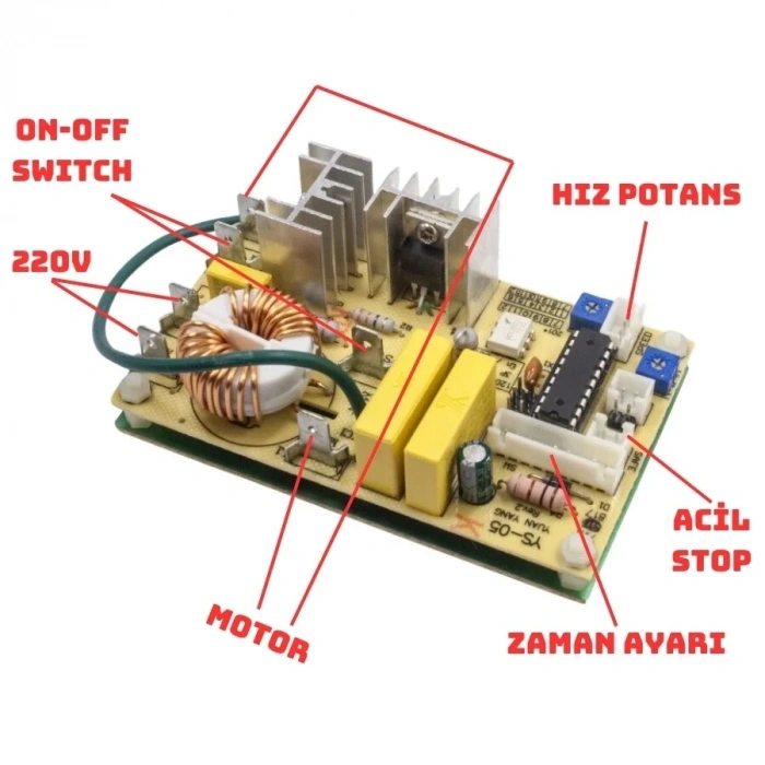 AC 220v 2A Zaman Ayarlı Motor Hız Kontrol Modülü
