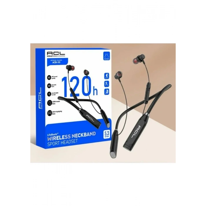 ACB-50 Wireless V5.3 120H Çalma Süreli Boyunluk Kablosuz Bluetooth Kulaklık
