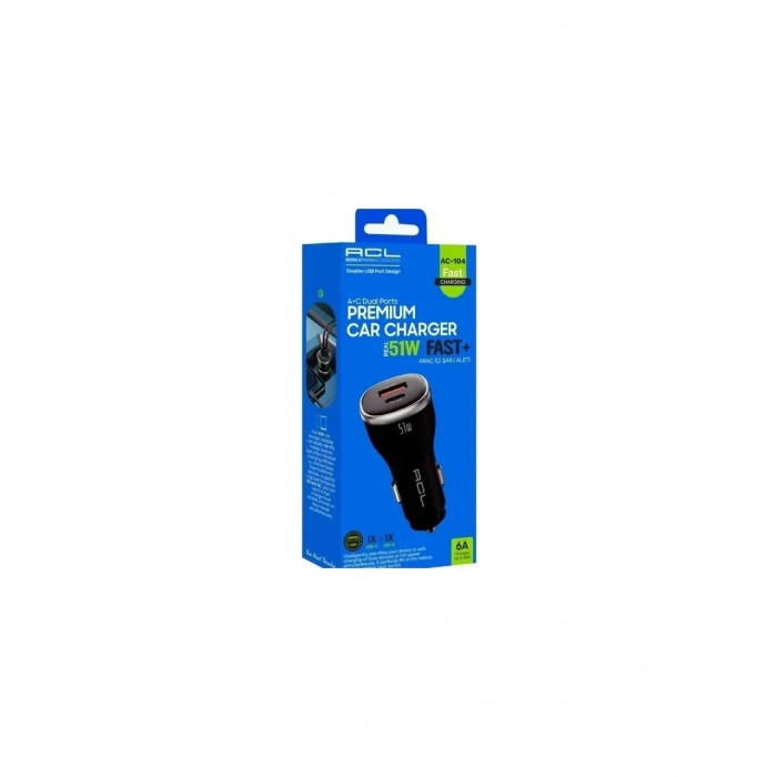 ACL AC-104 PD 6A 51 W Dual Port 1xUSB-A 1xUSB-C Çıkışlı Araç İçi Şarj Aleti