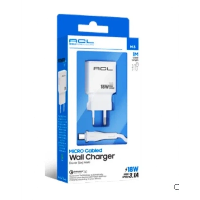 ACL M3 3.1A 18 Watt 1xUSB-A Mikro Kablolu Şarj Aleti