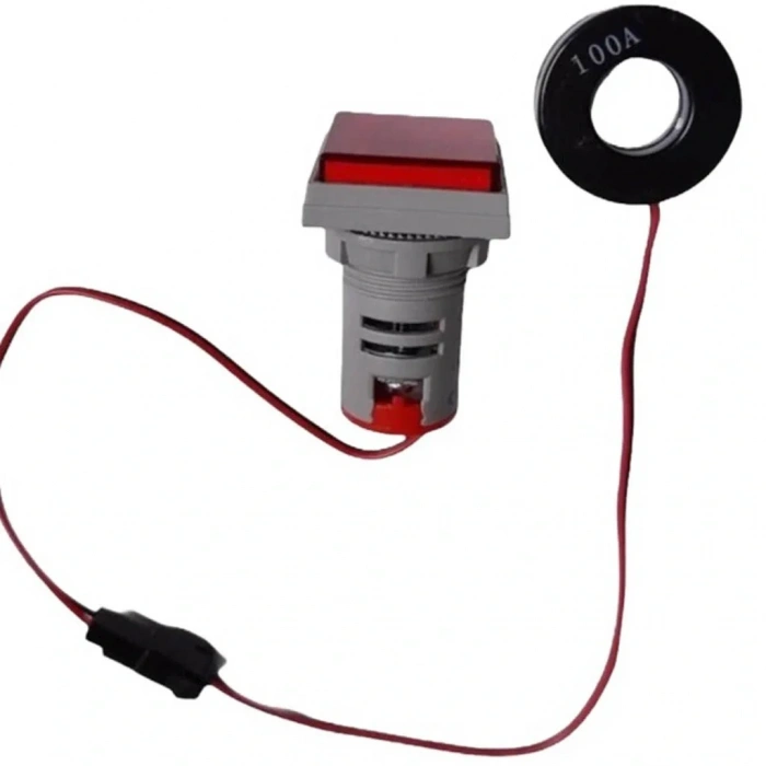AD22-22VAS 22mm Dijital Volt-Ampermetre Kare Beyaz
